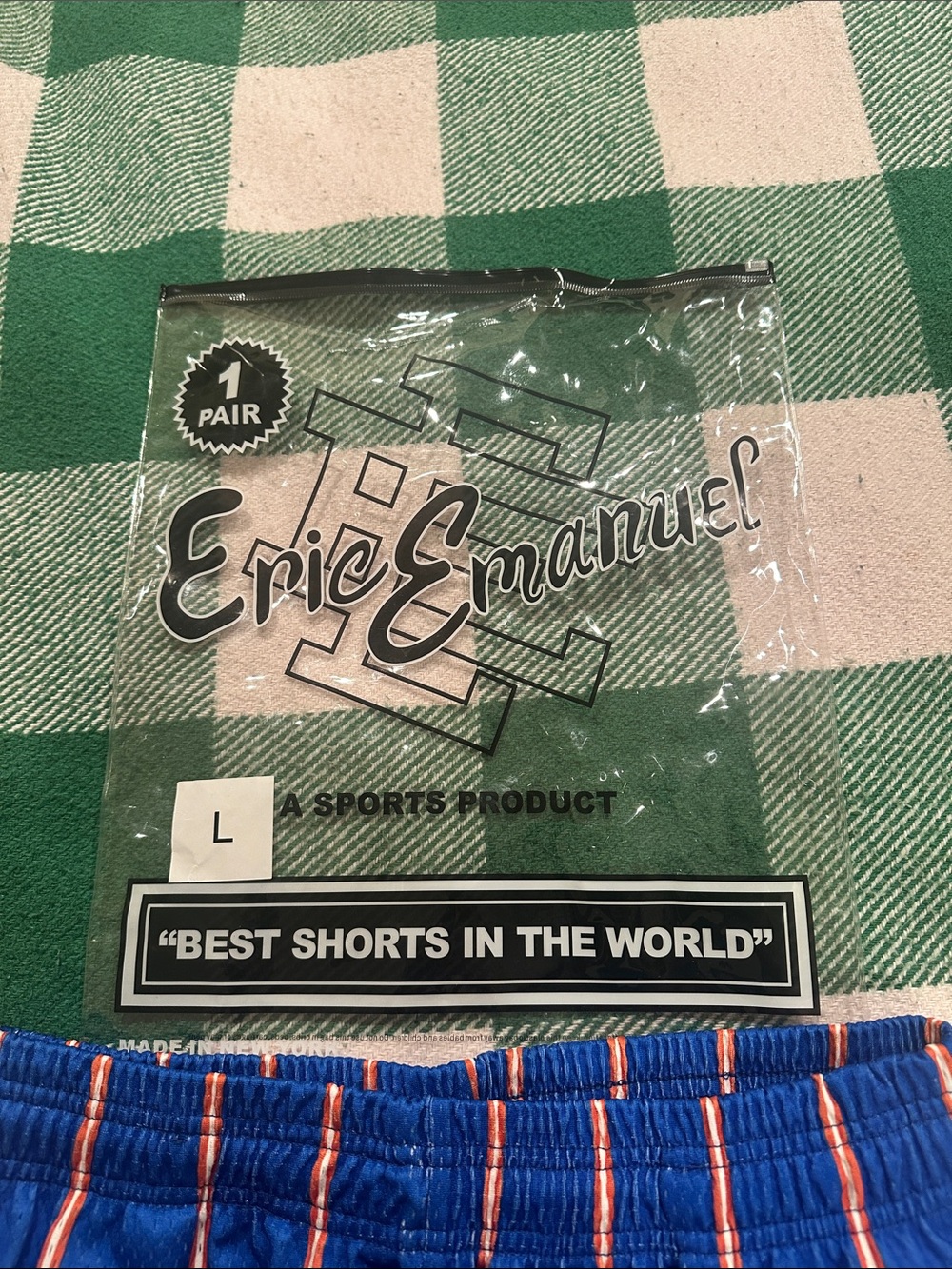 Eric Emanuel New York Knicks Blue with Orange Pinstripe Basketball Shorts - Picture 4 of 5